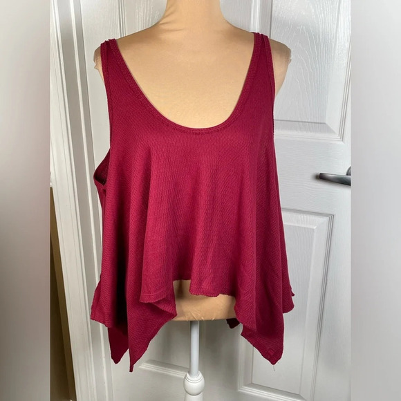 Free People Sing La La Handkerchief Tank Gone Gogi (burgundy) Size S - Picture 10 of 12
